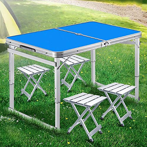 Mesa plegable Sillas de exterior portátil, mesa plegable y 2 interiores acampa portable de picnic tabla del banquete de boda del jardín Buffet Cocina Desayuno Bastidor de mercado de coches Mesa portát