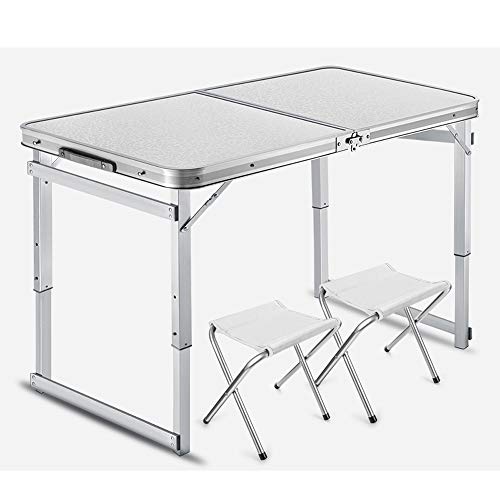 Mesa plegable Sillas de exterior portátil, mesa plegable y 2 interiores acampa portable de picnic tabla del banquete de boda del jardín Buffet Cocina Desayuno Bastidor de mercado de coches Mesa portát