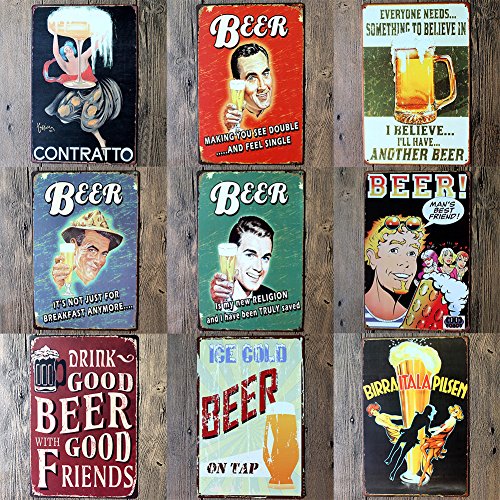 Metal póster vintage Placa Chapa Cartel Decoración de pared para Bar de Cerveza Cafetería Pub 20 x 30 cm