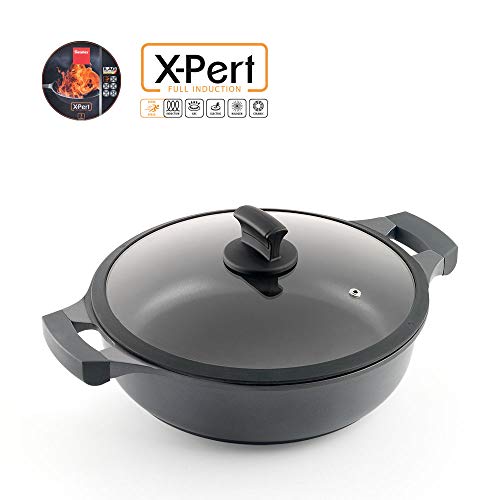 Metaltex XPERT-Cacerola Baja Aluminio Fundido, 28 cm, Antiadherente ILAG 3 Capas, Full Induction válido para Todo Tipo de cocinas