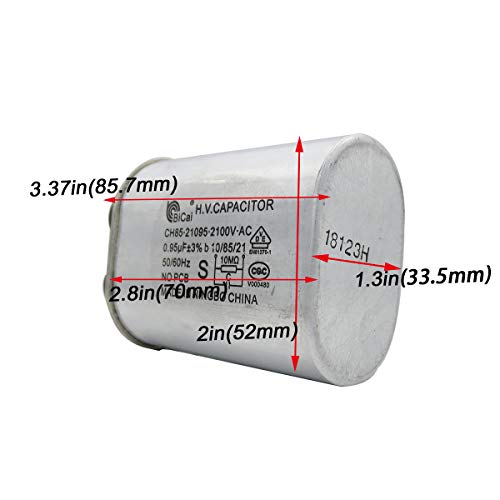 Meter Star CQC - Condensador universal de alta tensión para microondas de alta tensión 0,95 uf ch85 21095 2100 V AC H.V. Condensador 10/85/21 50/60 Hz sin PCB