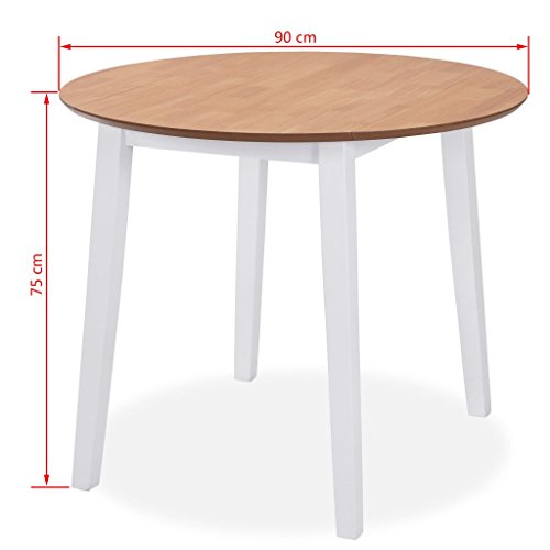 mewmewcat Mesa Plegable para Cocina de Redonda,Ambos Lados se Pueden Plegar,MDF,90x75cm,Blanca