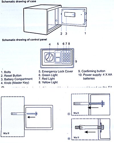 Meykey Caja Fuerte Electrónica Caja Seguridad 230X170X170 mm, Plateado