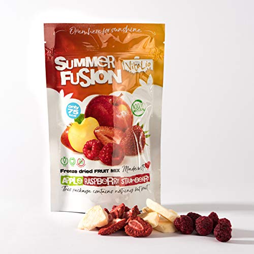 Mezcla de frutas secas de VitaLio - 4 x Summer Fusion, 4 x Tropical Pleasure, 4 x Exotic Energy - Snack de frutas liofilizadas - Sin aditivos - Rico en nutrientes y vitaminas (12x20g)