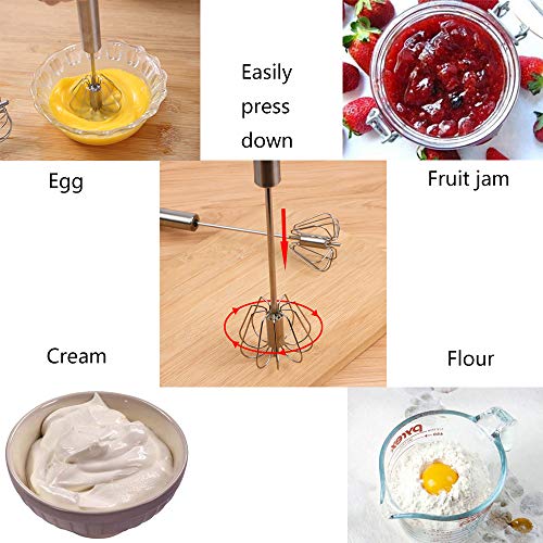 Mezclador de Acero inoxidable Multifunción, Batidor Mecánico Semiautomático de Resorte, Mezcla de Huevos, Espuma de Crema, Apto Para Lavavajillas, Salsa Para Batir a Mano, 1 Pieza, 26 * 6 * 6 cm