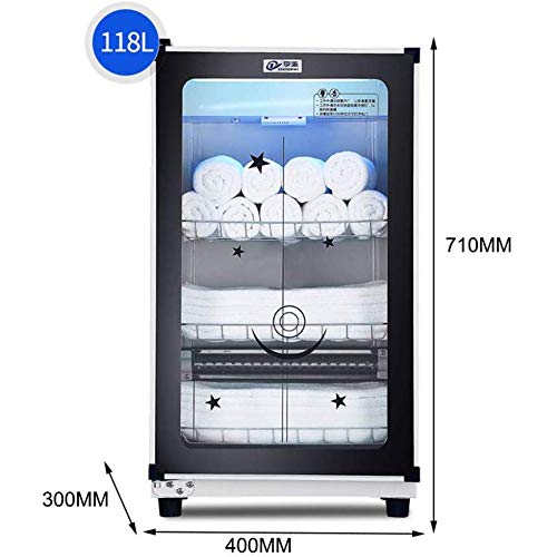 MFZJ 3 en 1 Esterilizador de ozono UV Calentador Gabinete Calentador de Toallas húmedas, Desinfección de sincronización, 3 Pisos 118L Puerta de Vidrio Templado a Prueba de explosiones