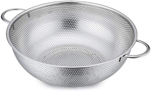 MGE - Colador de Cocina con Pie - Escurridor Microperforado con Asas - Acero Inoxidable - 22 cm