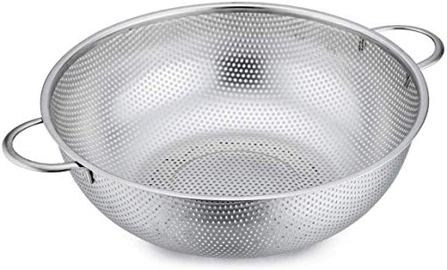 MGE - Colador de Cocina con Pie - Escurridor Microperforado con Asas - Acero Inoxidable - 22 cm