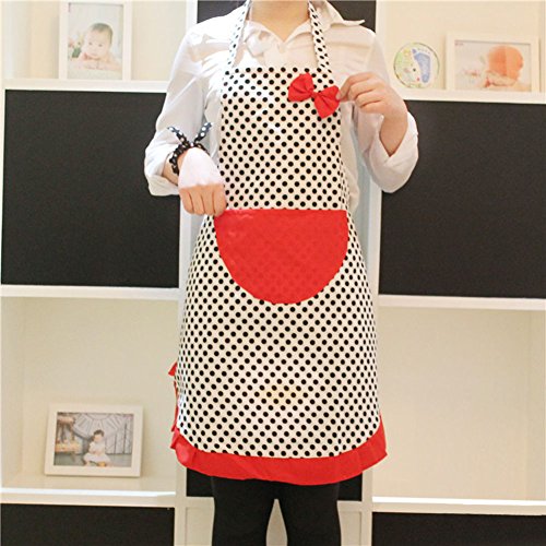 mhde Delantales Lindo Babero Delantal Vestido Vintage Cocina Mujeres Bowknot con Bolsillo Regalo Mujer Algodón Negro Lunares Delantal De Cocina