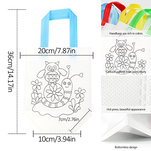 mi ji Lote 12 Bolsas para Colorear,DIY Bolsas Infantiles para Colorear,12 Diferentes Diseño + 12 Pasteles de Aceite Bolsas para niños