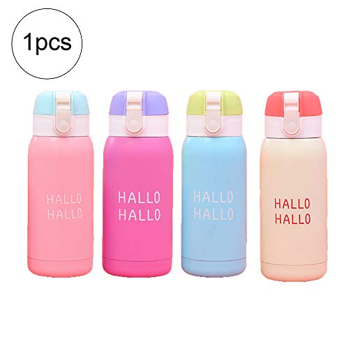 mi ji Mini Botella de Agua para los niños y Adultos de vacío Botella con Material Aislante de café del Viaje del Acero Inoxidable de la Copa Thumbler - 360ml (Color al Azar) para su casa