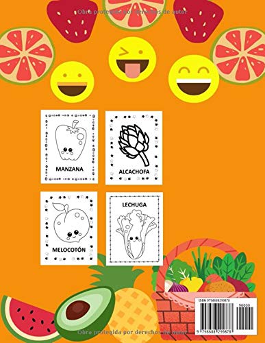 Mi Primer Libro para Colorear Verduras y Frutas: A partir de 1 año | Libro para Niños y Niñas con 50 Dibujos para Pintar |Colorea y Garabatea | De 1 a ... al aprendizaje de los más pequeños. (Español)