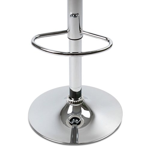 MIADOMODO Taburete de Bar con Reposapies - Metal Cromado y Cuero Artificial, Giratorio, Regulable en Altura, Color y Juego a Elegir - Sedia, Silla, Taburete, Comedor, Mueble (Blanco, Juego de 2)