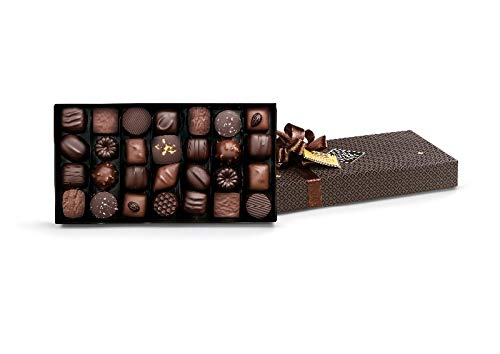 Michel Cluizel - Caja de 28 chocolates, chocolate negro y leche, paquete de 305 gr, praliné, ganache, fondant de caramelo