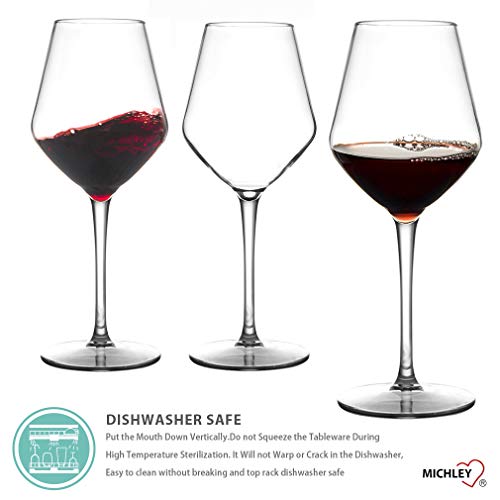 MICHLEY Irrompible Copas de Vino Tinto, 100% Tritan-plástico Copas Vino Cristal, 425 ML BPA y EA Gratis Vaso de Vino