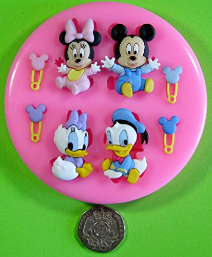 Mickey Mouse del bebé, ratón de Minnie, pato de Donald y pato de la margarita Molde de silicona para la torta de Decoración Pastel de Cupcake Toppers Glaseado Sugarcraft Tool por Fairie Blessings