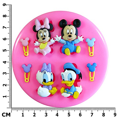 Mickey Mouse del bebé, ratón de Minnie, pato de Donald y pato de la margarita Molde de silicona para la torta de Decoración Pastel de Cupcake Toppers Glaseado Sugarcraft Tool por Fairie Blessings