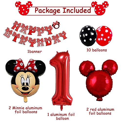 Mickey Party Globos, Decoraciones de cumpleaños de Mickey Mouse, Globos número para la Fiesta Temática de Mickey Mouse Artículos de Fiesta de Mickey y Minnie para Primer Cumpleaños