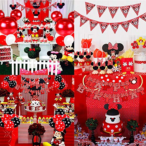 Mickey Party Globos, Decoraciones de cumpleaños de Mickey Mouse, Mickey y Minnie Party Decorations Fiesta de cumpleaños de Mickey Mouse con Globos Rojos