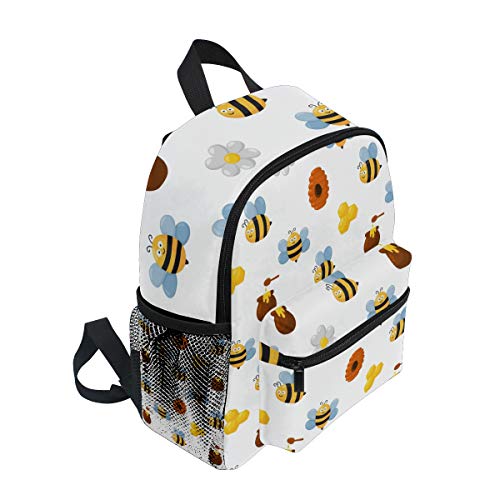 Miel De Abeja Linda Blanca Mochila para Preescolar Niñas Niños Toddler Kids Estudiante Mochilas para Infantiles 1-6 Años