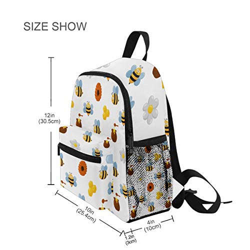 Miel De Abeja Linda Blanca Mochila para Preescolar Niñas Niños Toddler Kids Estudiante Mochilas para Infantiles 1-6 Años