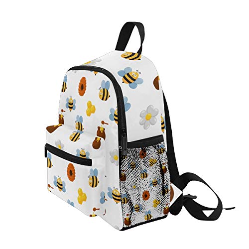 Miel De Abeja Linda Blanca Mochila para Preescolar Niñas Niños Toddler Kids Estudiante Mochilas para Infantiles 1-6 Años