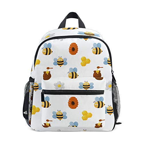 Miel De Abeja Linda Blanca Mochila para Preescolar Niñas Niños Toddler Kids Estudiante Mochilas para Infantiles 1-6 Años