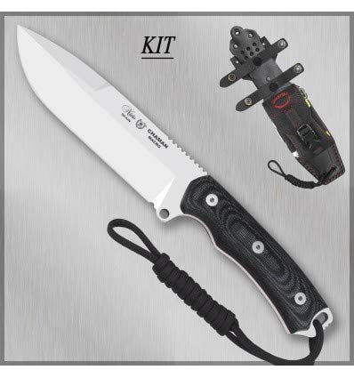 MIGUEL NIETO Nieto - 141-MK B. Cuchillo Chaman Macro BÖHLER Kit MICARTA Negra. Herramienta para Caza, Pesca, Camping, Outdoor, Supervivencia y Bushcraft