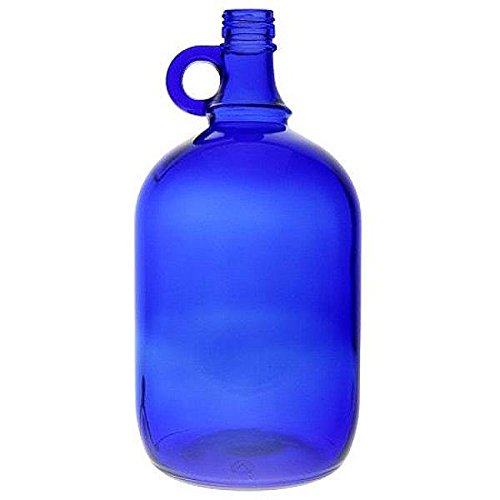 Mikken Blaue XL - Botella de cristal (2 L, para rellenar, con tapón de rosca negro)