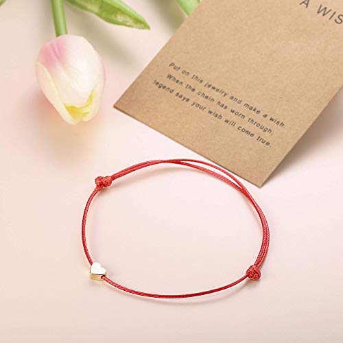 Milacolato 5Pcs Juego de Pulsera de Amistad con Tarjeta de Mensaje Pide un Deseo Pulsera Ajustable Estrella Corazón Pulsera Hecha a Mano Simple Moda Mujer Joyería Regalos