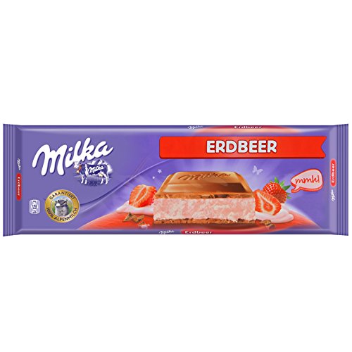 MILKA chocolate con leche y fresa tableta 300 gr