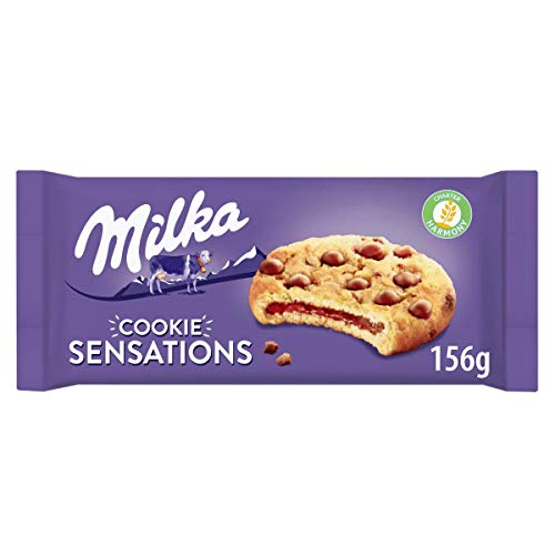 Milka - Sensations Galletas con Pepitas de Chocolate y Relleno de Chocolate con Leche, 156 g