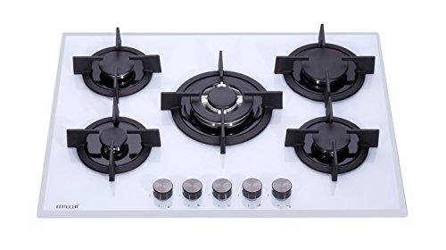 Millar GH7051PW, 70 cm, 5 fuegos de cocina de vidrio plano para cocinar con gas