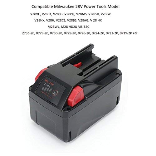 Milwaukee M28 REEXBON 28V 3.0Ah Batería de Repuesto para M28B M28BX V28 V28B 48-11-1828 48112830 4932352523 4932399196, compatible con el V28VC V28SX V28SG V28PG V28PD V28JSB V28IW V28IW V28HX HD28X