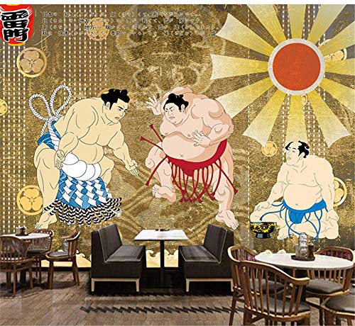 MINCOCO Papel de pared de sumo samurái japonés revestimiento de paredes cocina japonesa restaurante de sushi decoración industrial Fondo Mural papel tapiz 3D, 400x280 cm (157.5 by 110.2 in)