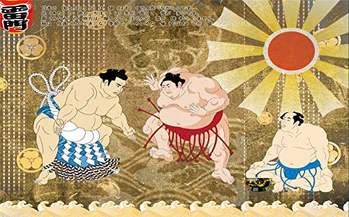 MINCOCO Papel de pared de sumo samurái japonés revestimiento de paredes cocina japonesa restaurante de sushi decoración industrial Fondo Mural papel tapiz 3D, 400x280 cm (157.5 by 110.2 in)