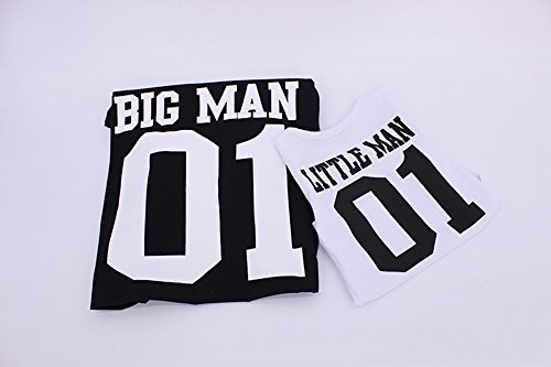 Minetom Emparejando la Camiseta para la Familia Big Man y Little Man Manga Corta Letra Impresión Padre e Hijo Camisa Casual Blusa Negro ES 36(Daddy)