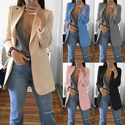 Minetom Mujer Manga Larga Blazer Elegante Oficina Negocios Parte OL Traje De Chaqueta Sólido Slim Fit Abrigo Cardigan Outwear Top A Negro ES 44