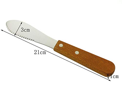 MINGZE 4 piezas acero inoxidable borde recto amplio separador mantequilla, Cuchillo sándwich crema de queso condimento cuchillos conjunto herramientas cocina, mango de madera, 21 * 3 * 1 cm