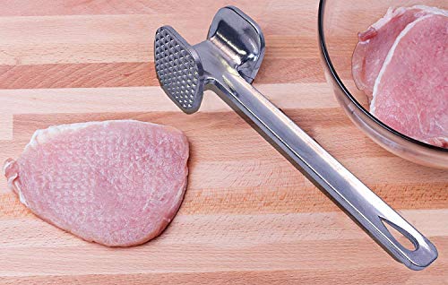 MINGZE Martillo ablandador de Carne de Acero Inoxidable, Mazos para Carne, Heavy Deber Manual de Doble Cara Martillo Libra Gadgets de Cocina