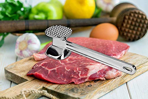 MINGZE Martillo ablandador de Carne de Acero Inoxidable, Mazos para Carne, Heavy Deber Manual de Doble Cara Martillo Libra Gadgets de Cocina