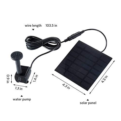 Mini bomba de fuente solar, kit de panel de bomba de agua de energía solar al aire libre de 1.2W 180L / H, bomba de agua con energía solar para baños de aves, piscina de fuente sumergible o patio