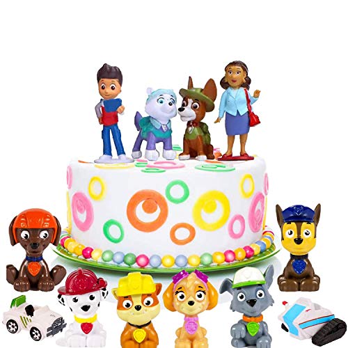 Mini Cake Topper, Patrol Cake Topper, Paw Patrol Set, Mini Juguetes Baby para Pasteles, Fiesta de Cumpleaños DIY Decoración Suministros de la Fiesta de Cumpleaños de los Niños(12 Piezas)