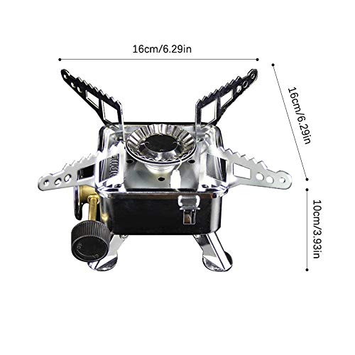 Mini estufa de gas plegable, estufa de cassette, para acampar, para 2-3 personas, calentador de gas, tipo de cilindro de cassette (16 16 10 cm)