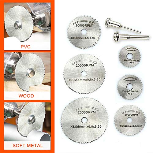 Mini hojas de sierra circular - Accesorios para el kit de disco de corte de herramienta rotativa, discos de corte de taladro de metal para cortar metal de plástico y madera (8 piezas)