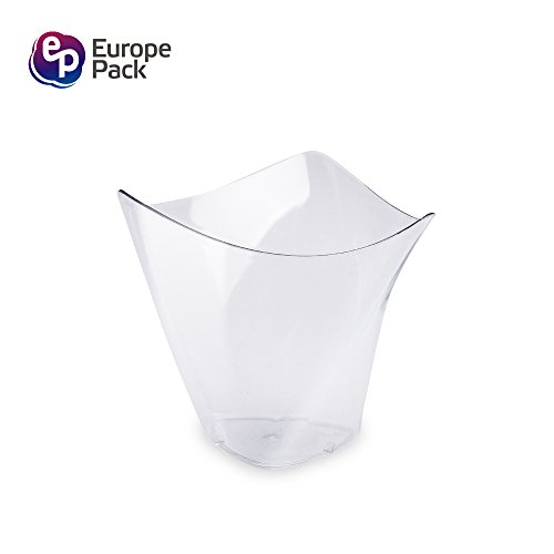 Mini vasos de postre, 50 pzas/Set vasos de postre, mini cubos transparentes para degustación/4 oz (118 ml), envases de vidrio para muestras, elegante vasos cuadrados de plástico desechable.