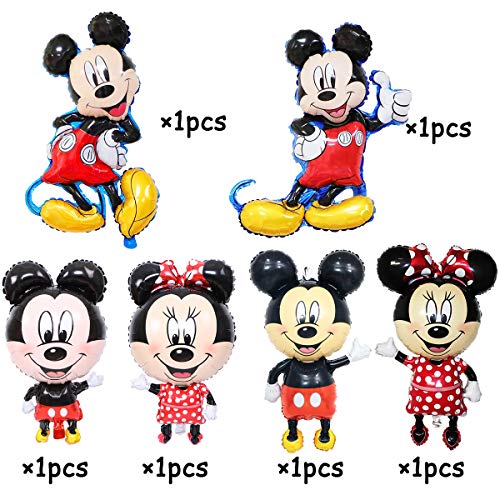 Minnie Mouse Globos, 6PCS Globos paraFiesta Temática de Mickey Mouse Artículos de Fiesta de Mickey y Minnie para Primer Cumpleaños