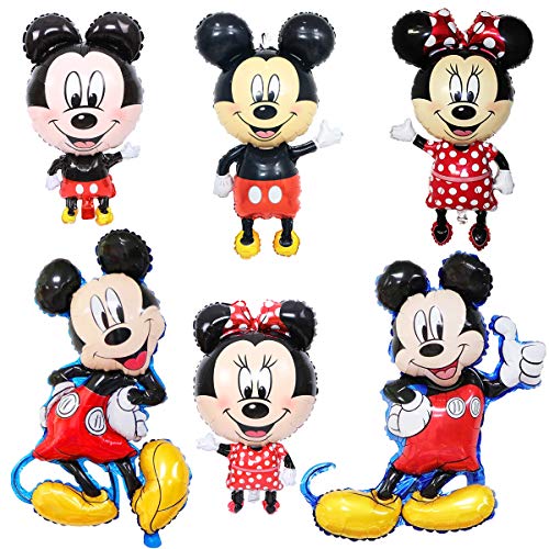 Minnie Mouse Globos, 6PCS Globos paraFiesta Temática de Mickey Mouse Artículos de Fiesta de Mickey y Minnie para Primer Cumpleaños