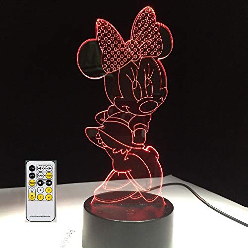 Minnie Mouse Night Light Cambio de Color Lámpara de Mesa Niño Niño Novedad Decoración del hogar