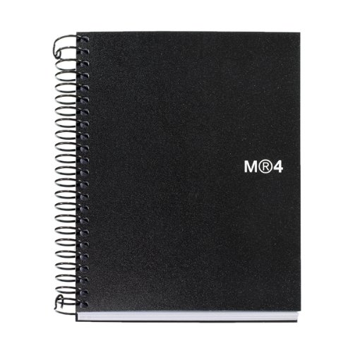 MIQUELRIUS - Cuaderno Espiral Microperforado, Cubierta Polipropileno Opaco, Tamaño A6 105 x 148 mm, Sin Taladros, 140 Hojas de 70 g/m² y 4 Franjas de Color, Cuadrícula de 5 mm, Color Negro